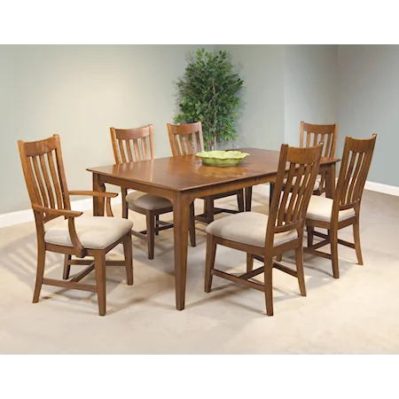 Seven-Piece Leg Table and Slat Back Chair Dining Set